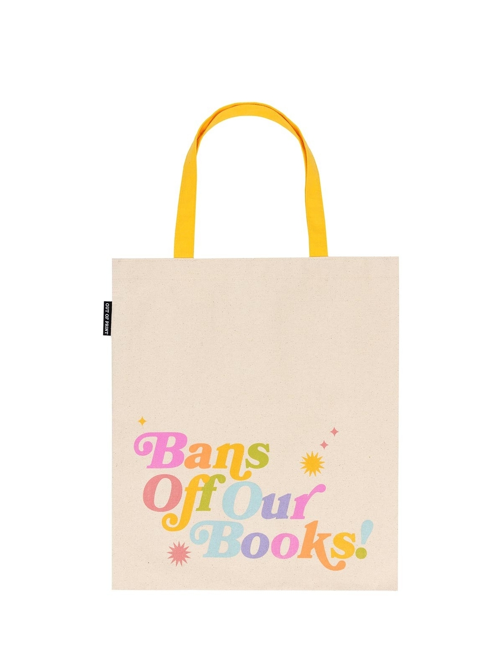 Canvas 'Bans Off Our Books!' Tote with Yellow Handles